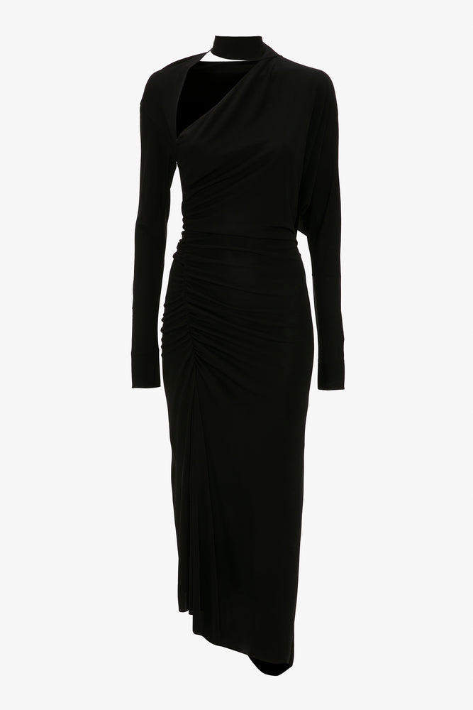 Victoria Beckham Slash-Neck Ruched Midi Dress In Black 16 product