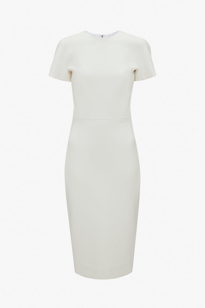 Victoria Beckham Fitted T-shirt Dress In Ivory 16