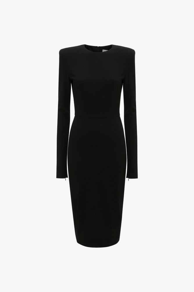 Victoria Beckham Long Sleeve T-Shirt Fitted Dress In Black 16