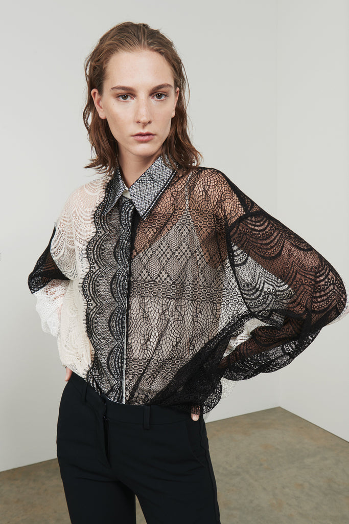 Sheer Lace Detail Shirt – Victoria Beckham UK