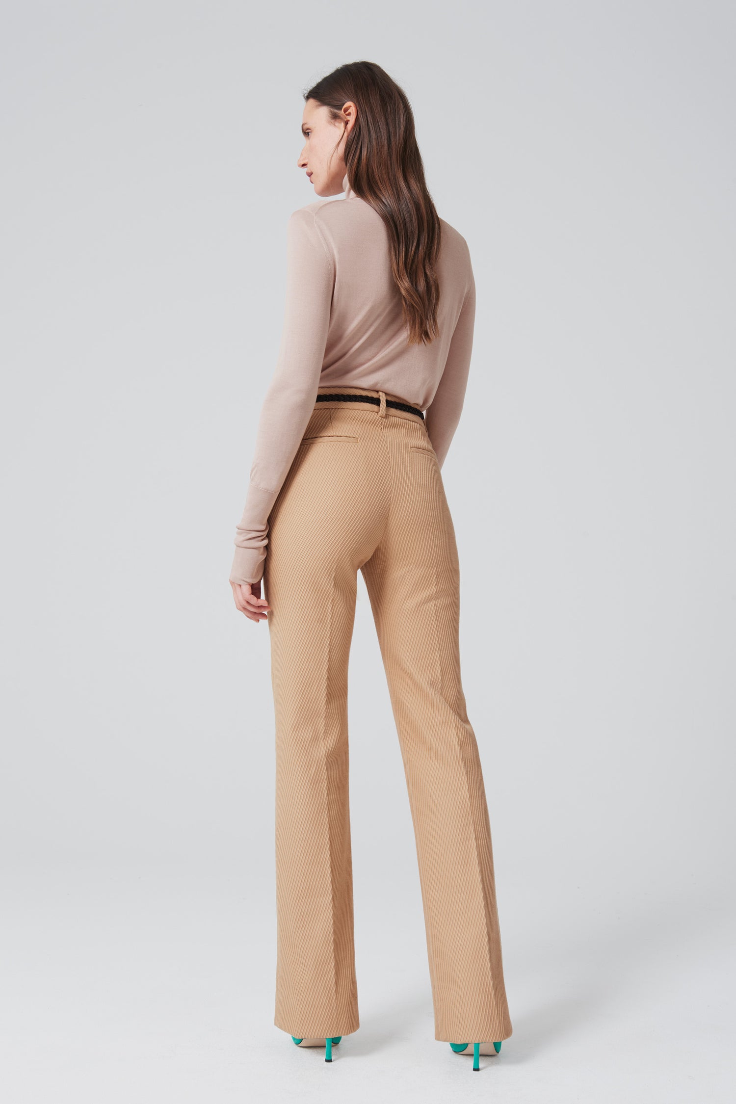 high waisted slim leg trousers