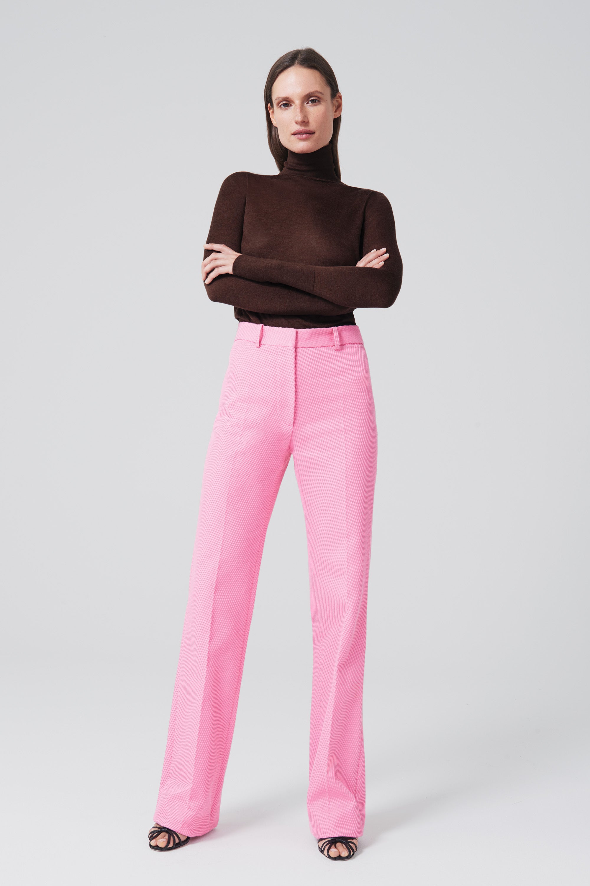 high waisted slim trousers