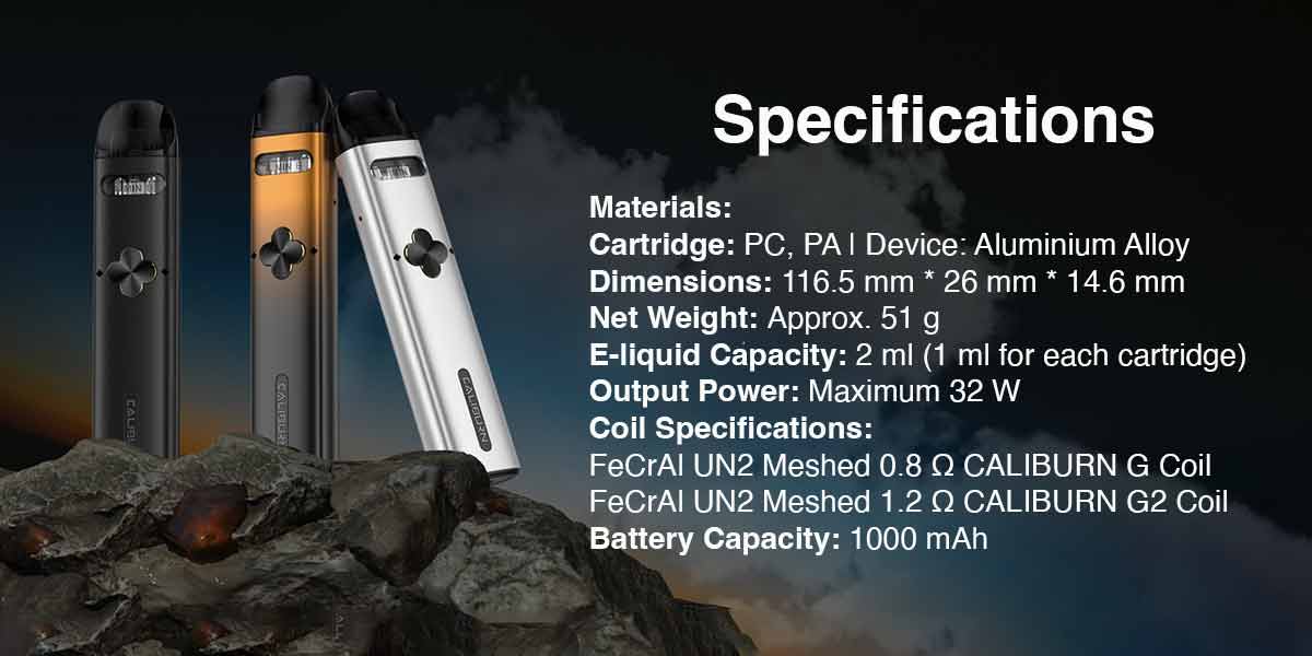 uwell caliburn explorer specifications