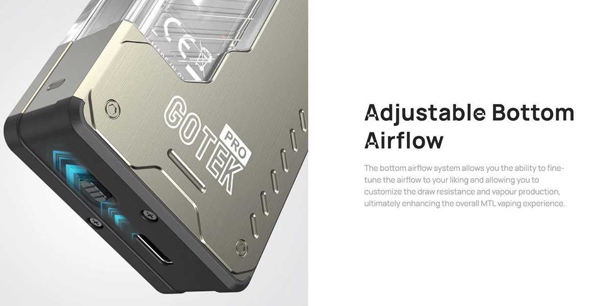 Aspire Pixo Aura Adjustable Airflow Displayed