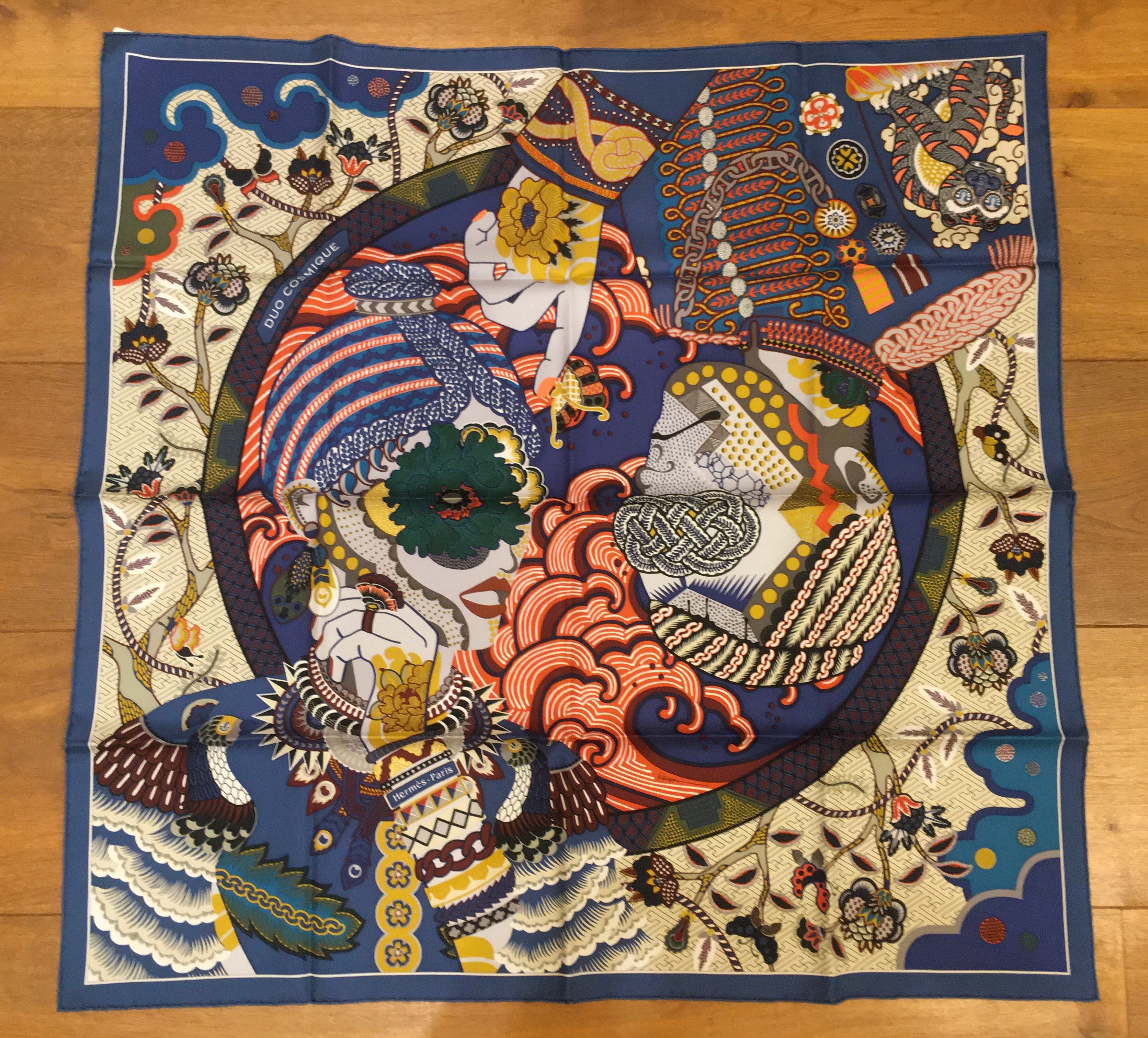 Hermes Silk Twill Scarf “Duo Cosmique” by Kohei Kyomori. – Hermes