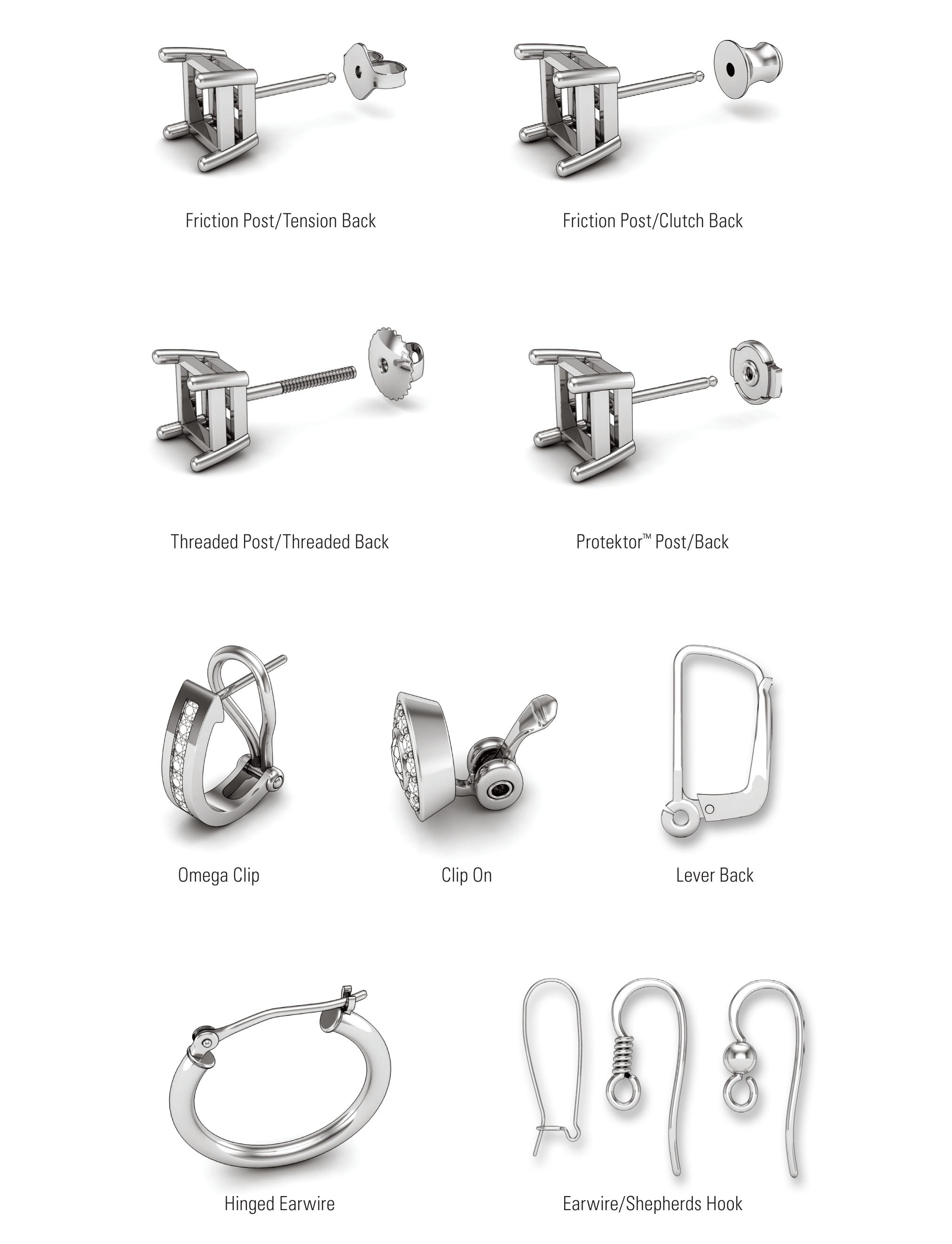 FAQ - Types of Earring Backs - Black Bow Jewelry Company