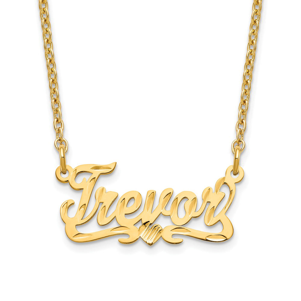 Personalized Polished and Diamond-Cut One Heart Name Necklace