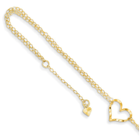 Dainty Double Chain Bracelet in Solid 14K Gold 7 inch / 14K Yellow Gold