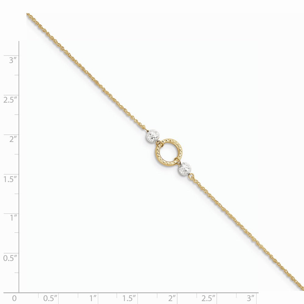 14k Two-Tone Gold Ropa Chain, Circle and Bead Anklet, 9-10 Inch - The ...