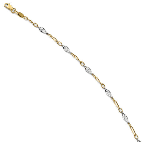 14K Two Tone Yellow Gold Heart Beads 10 Anklet Ankle Beach Chain Bracelet  Love Puffed: 16582258130995