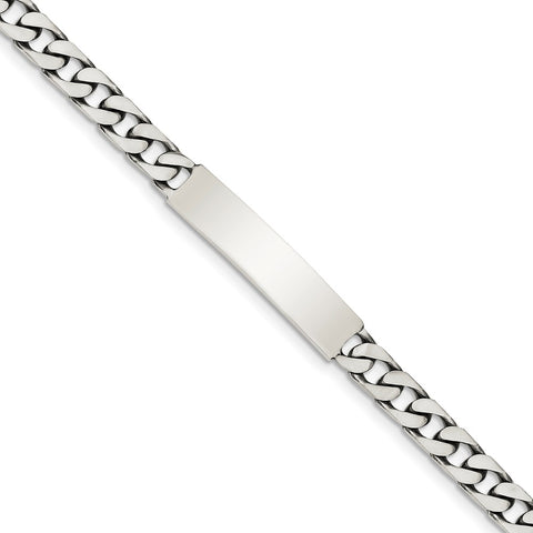 Men's Leather Sterling Silver Round M Initial Bracelet