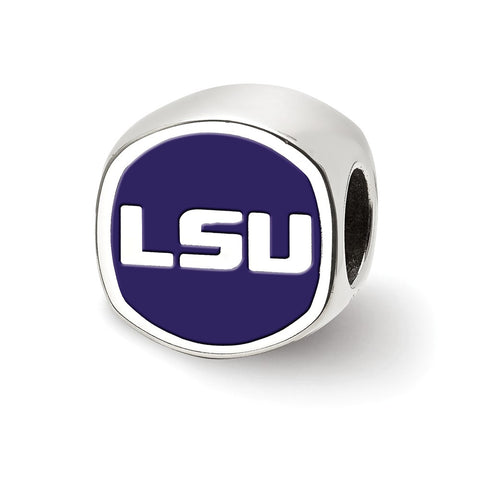 Louisiana State University Sterling Silver LSU Enameled Football Pendant