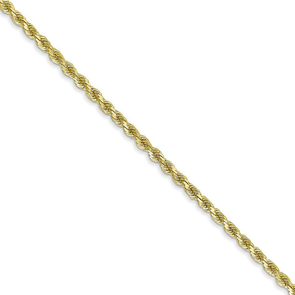 2.25mm 10k Yellow Gold Solid Diamond Cut Rope Chain Bracelet