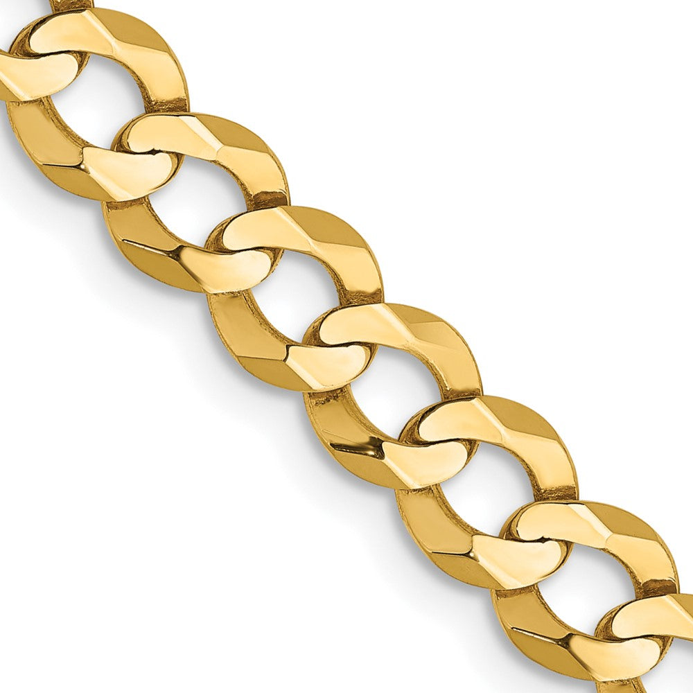 7.25mm 14K Yellow Gold Solid Lightweight Flat Curb Chain Bracelet