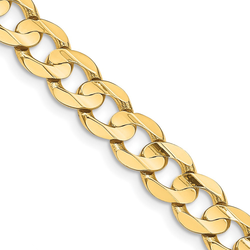 Men's 8.5mm 14K Yellow Gold Open Concave Solid Curb Chain Necklace