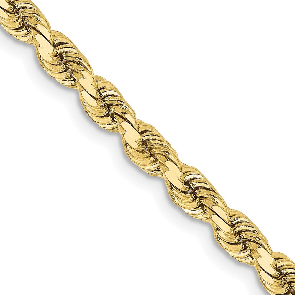 3.75mm 10K Yellow Gold Diamond Cut Solid Rope Chain Necklace