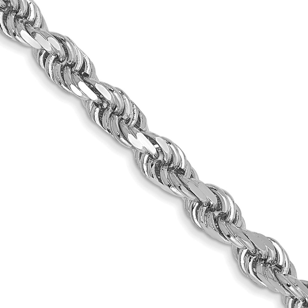 3mm 10k White Gold Solid Diamond Cut Rope Chain Bracelet