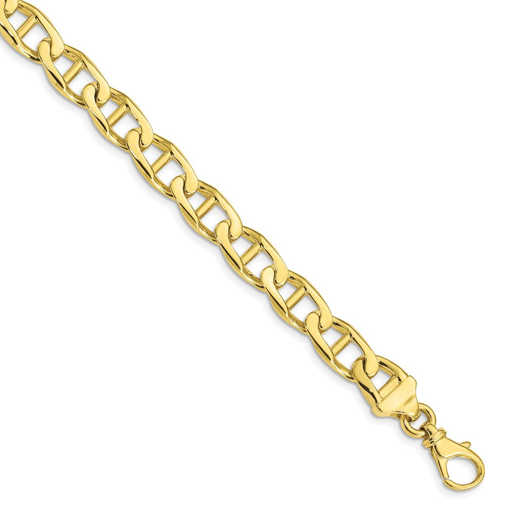 8.5mm 10K Yellow Gold Solid Anchor Link Chain Bracelet