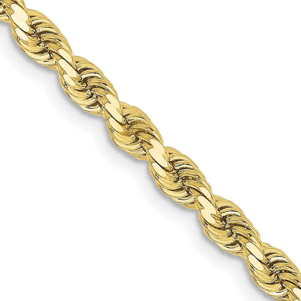 3.25mm 10K Yellow Gold Solid Diamond Cut Rope Chain Bracelet