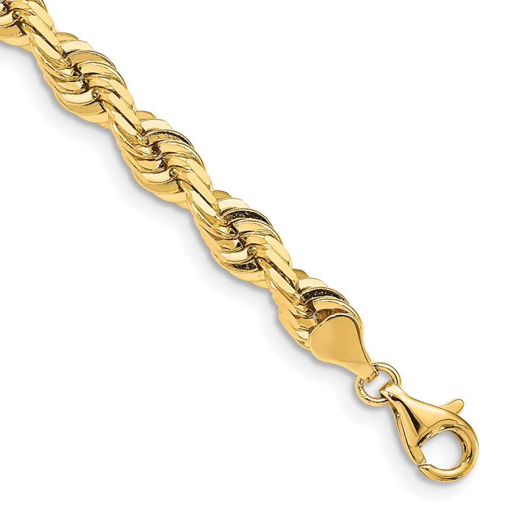 Mens 7mm 14K Yellow Gold Solid D/C Quadruple Rope Chain Bracelet