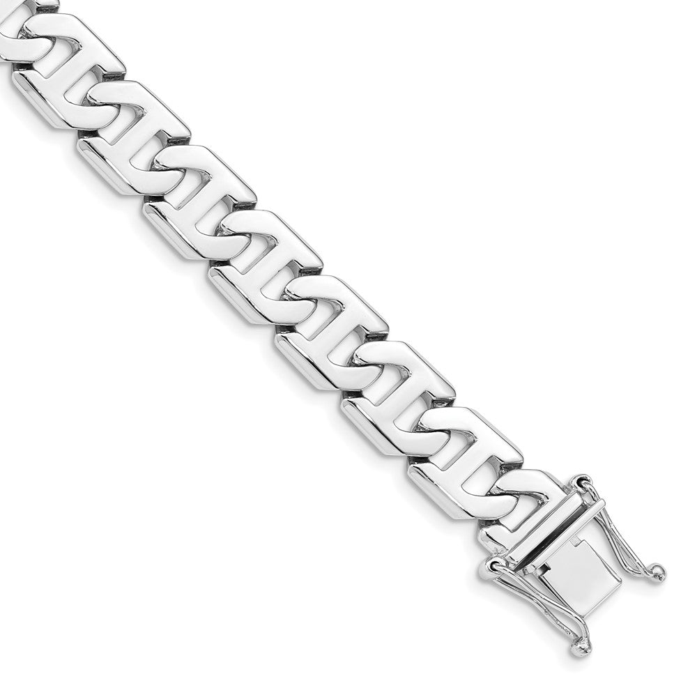 Men's 10.25mm 14k White Gold Solid Fancy Anchor Chain Bracelet, 8 Inch