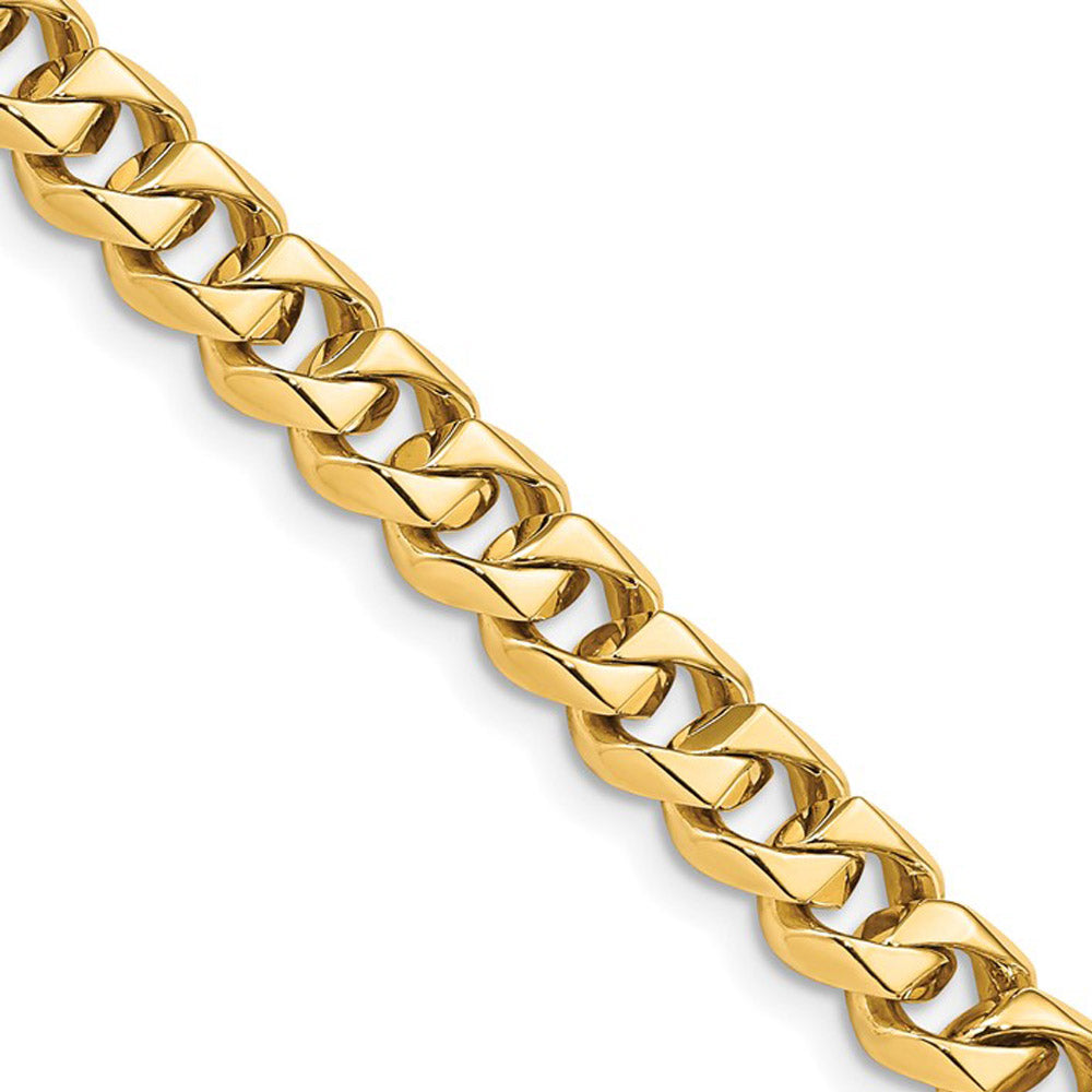 7mm 14K Yellow Gold Solid Classic Curb Chain Bracelet, 8 Inch