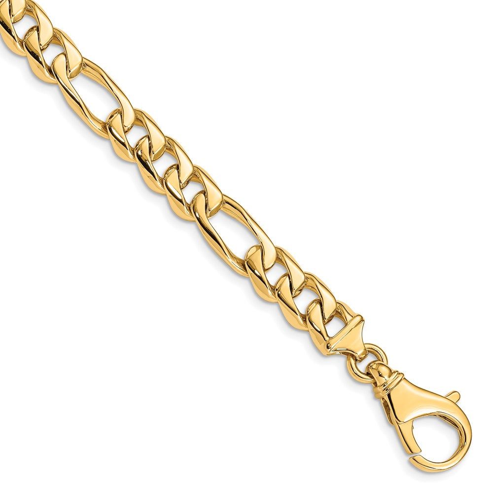 Men's 8.5mm 14K Yellow Gold Solid Flat Figaro Chain Bracelet