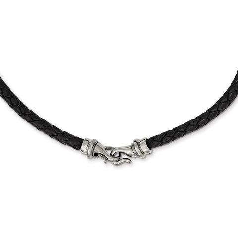 Leather Chain Leather Cord 4 mm Men's Necklace Black / Red 17 100