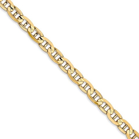 14k Yellow Gold Concave Anchor Chain Bracelet