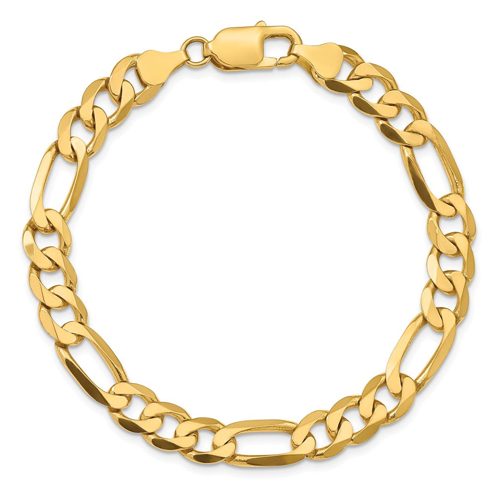 Men's 7.5mm, 14k Yellow Gold, Flat Figaro Chain Bracelet