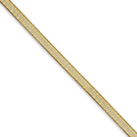 Men Herringbone Chain 14K Gold Finish 4mm to 14mm 16