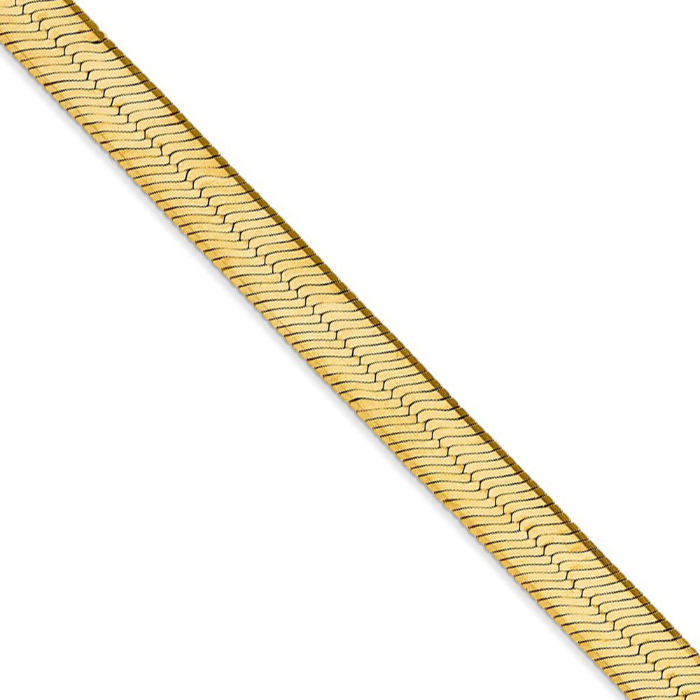 Image of 6.5mm, 14k Yellow Gold, Solid Herringbone Chain Necklace