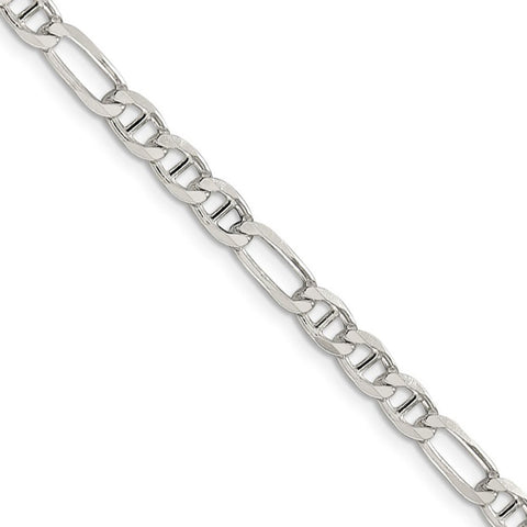 Silver Necklace Set For Men : Rectangle Pendant Necklace and 4.5mm Figaro  Chain