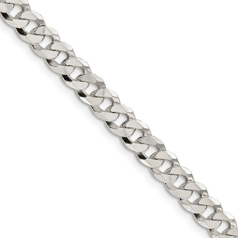 Solid Curb Chain Necklace Sterling Silver 22