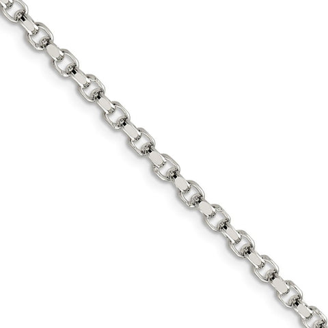 8mm 925 Sterling Silver Men's Diamond Spiked Cut Rolo Shiny Link Chain - 16