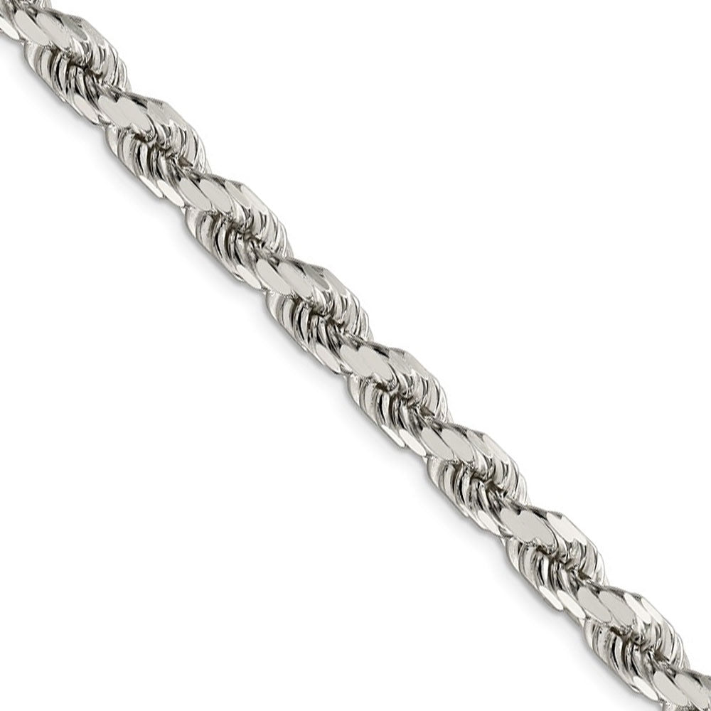 Men's 7mm Sterling Silver D/C 8 Sided Solid Rope Chain Necklace | Black ...