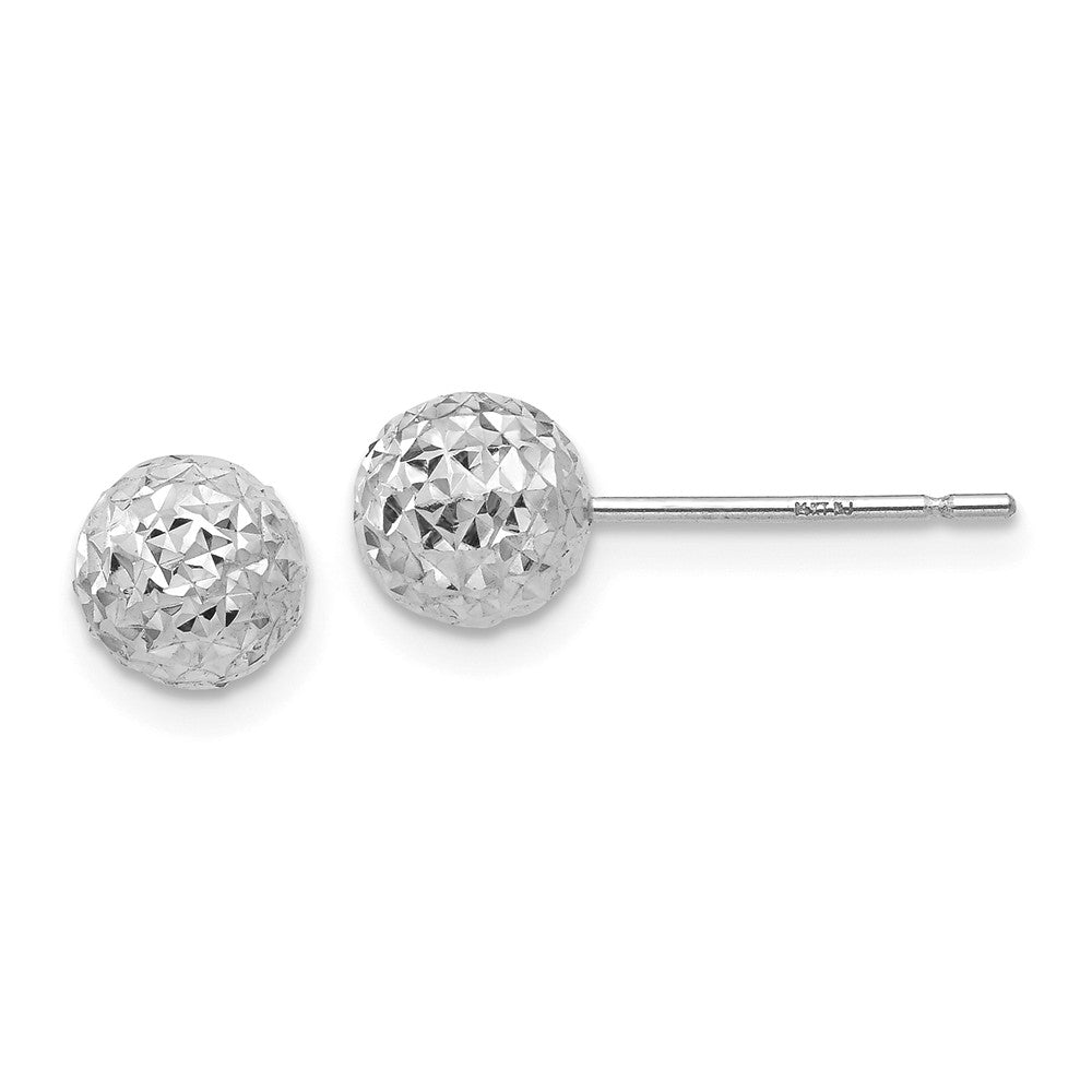 6mm Diamond Cut Ball Post Earrings in 14k White Gold, Item E10465 by The Black Bow Jewelry Co.