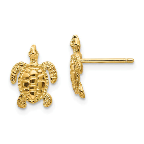 14 KT Tri Color Turtle Screw back Earrings