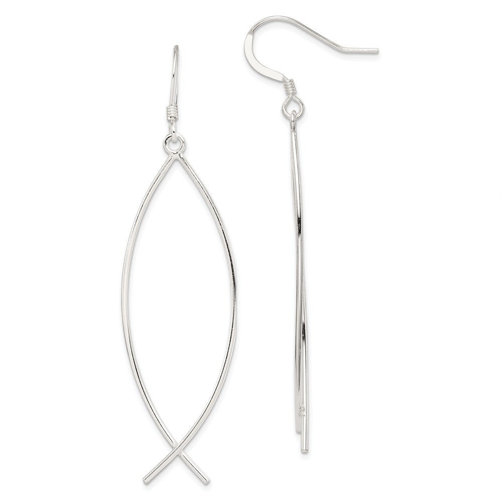 Large Ichthus (Fish) Dangle Earrings in Sterling Silver - The Black Bow ...