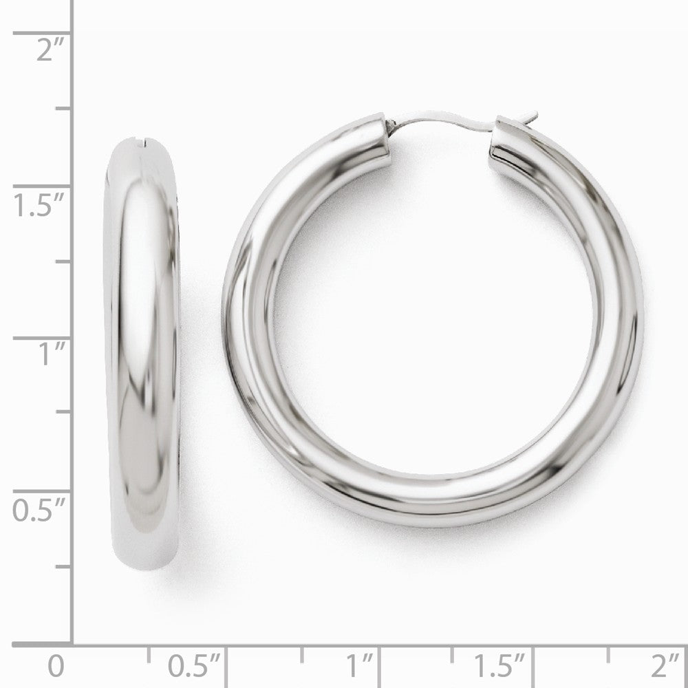5mm Round Tube Hoop Earrings in Sterling Silver, 35mm (1 3/8 in) - The ...