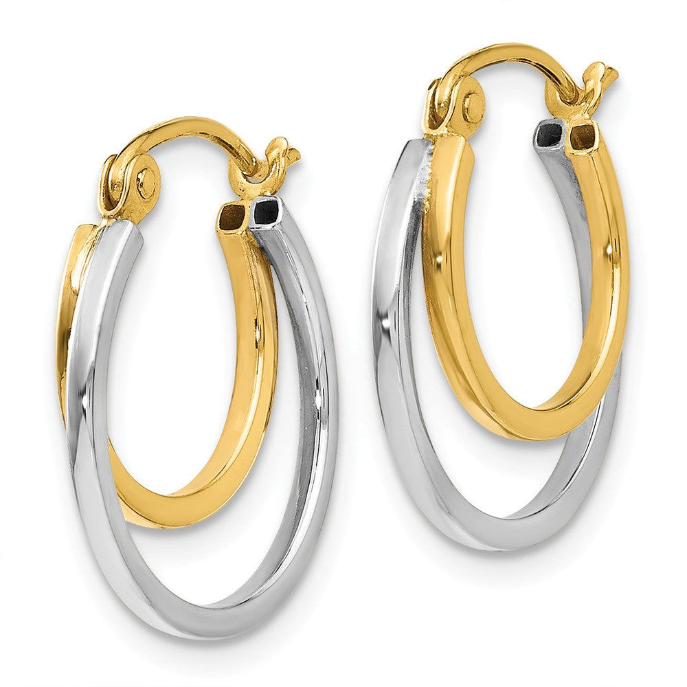1mm Double Round Hoop Earrings in 14k Two Tone Gold, 17mm (5/8 Inch ...