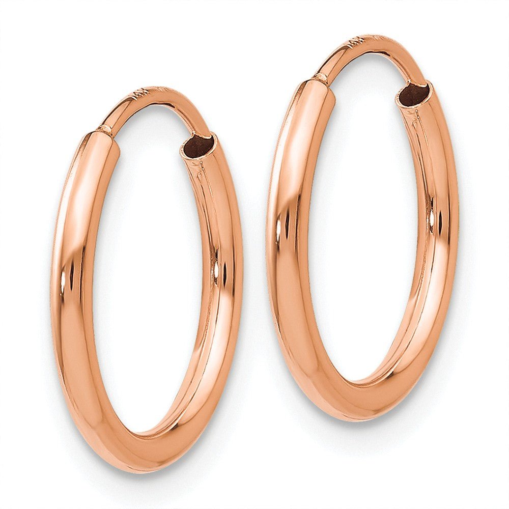 1.5mm x 13mm 14k Rose Gold Polished Endless Tube Hoop Earrings - The ...
