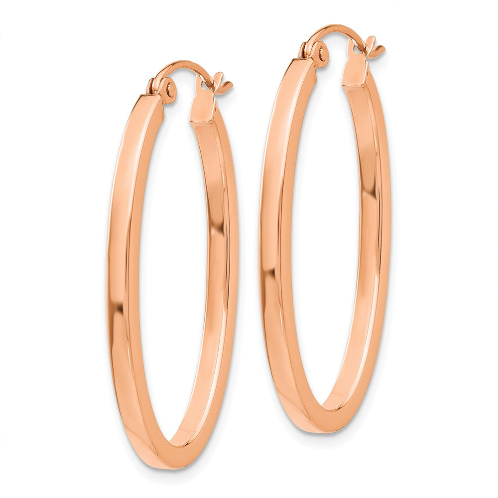 2mm x 29mm 14k Rose Gold Square Tube Oval Hoop Earrings - The Black Bow ...