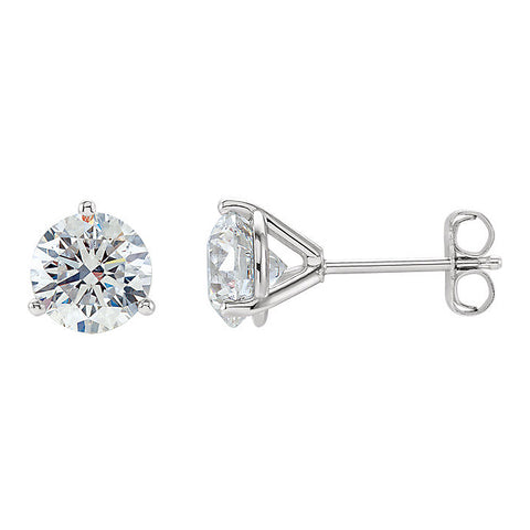 Round Citrine Earring Studs In Platinum (4.1 Mm)