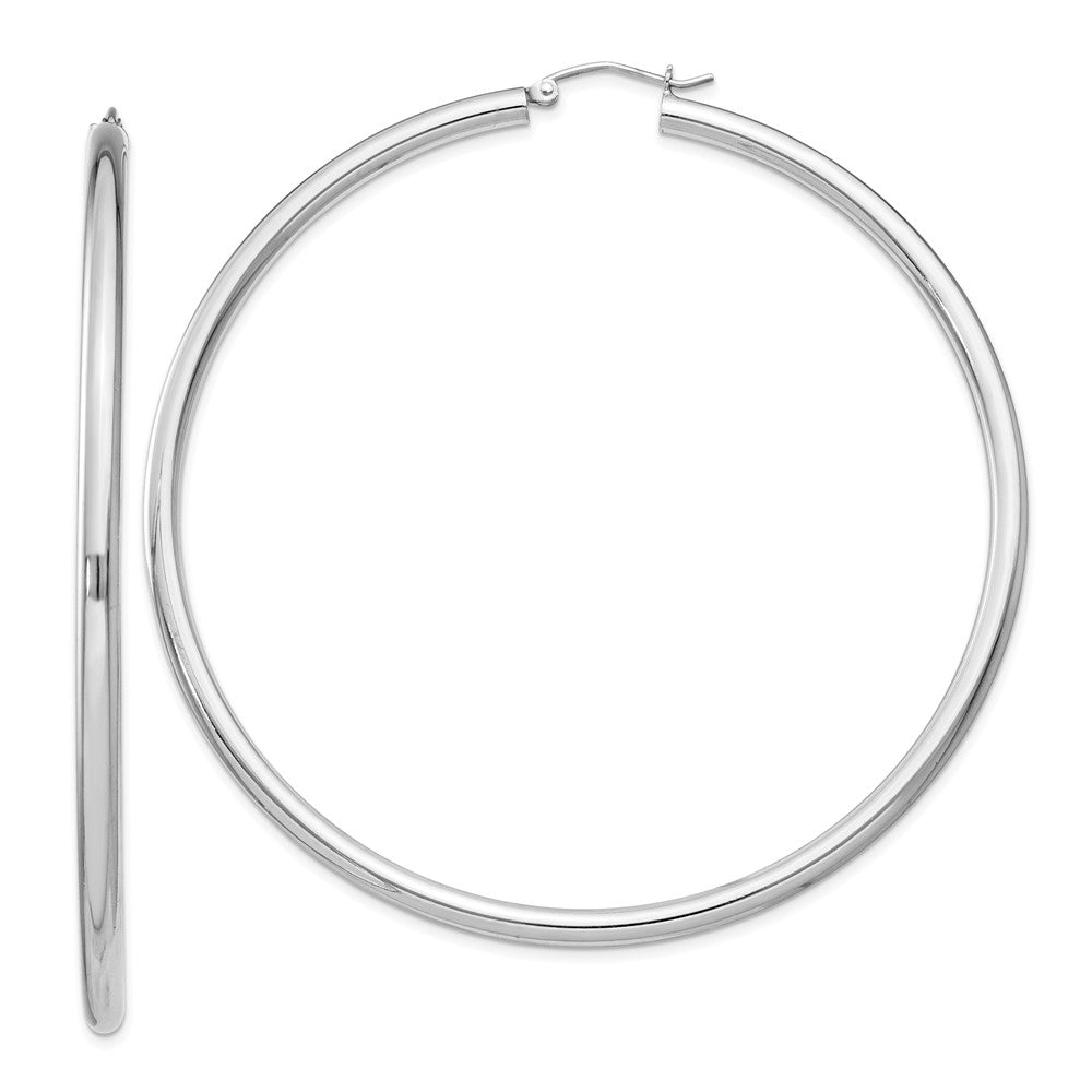 3mm Sterling Silver, Extra Large Round Hoop Earrings, 70mm (2 3/4 In)