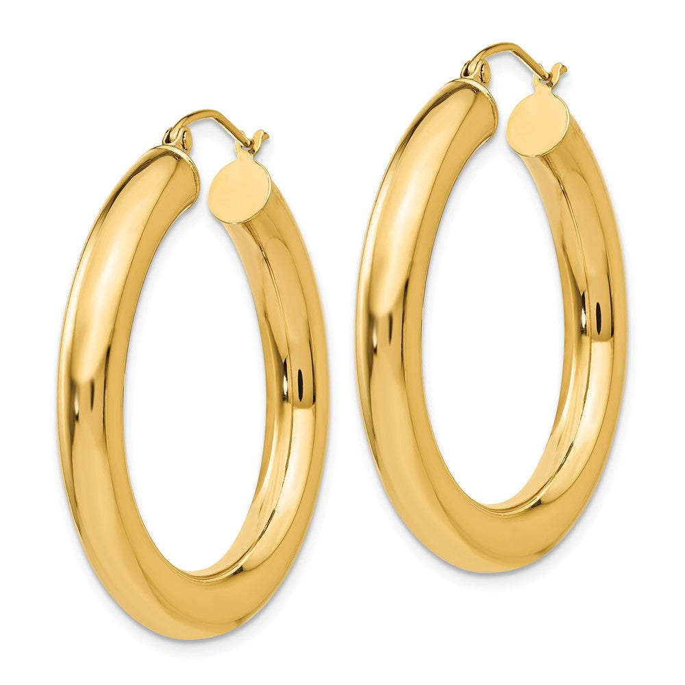 5mm, 14k Yellow Gold Classic Round Hoop Earrings, 35mm (1 3/8 Inch)