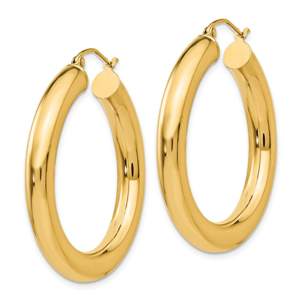 5mm 14k Yellow Gold Classic Round Hoop Earrings 35mm 1 3 8 Inch