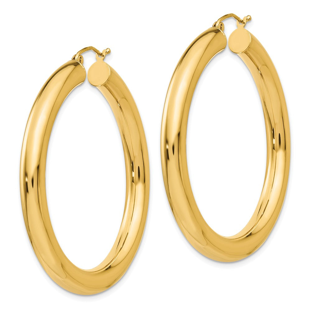 5mm, 14k Yellow Gold Classic Round Hoop Earrings, 45mm (1 3/4 Inch)