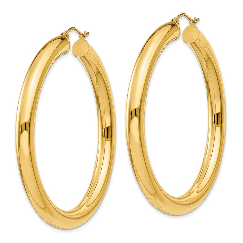 5mm, 14k Yellow Gold Classic Round Hoop Earrings, 50mm (1 7/8 Inch)