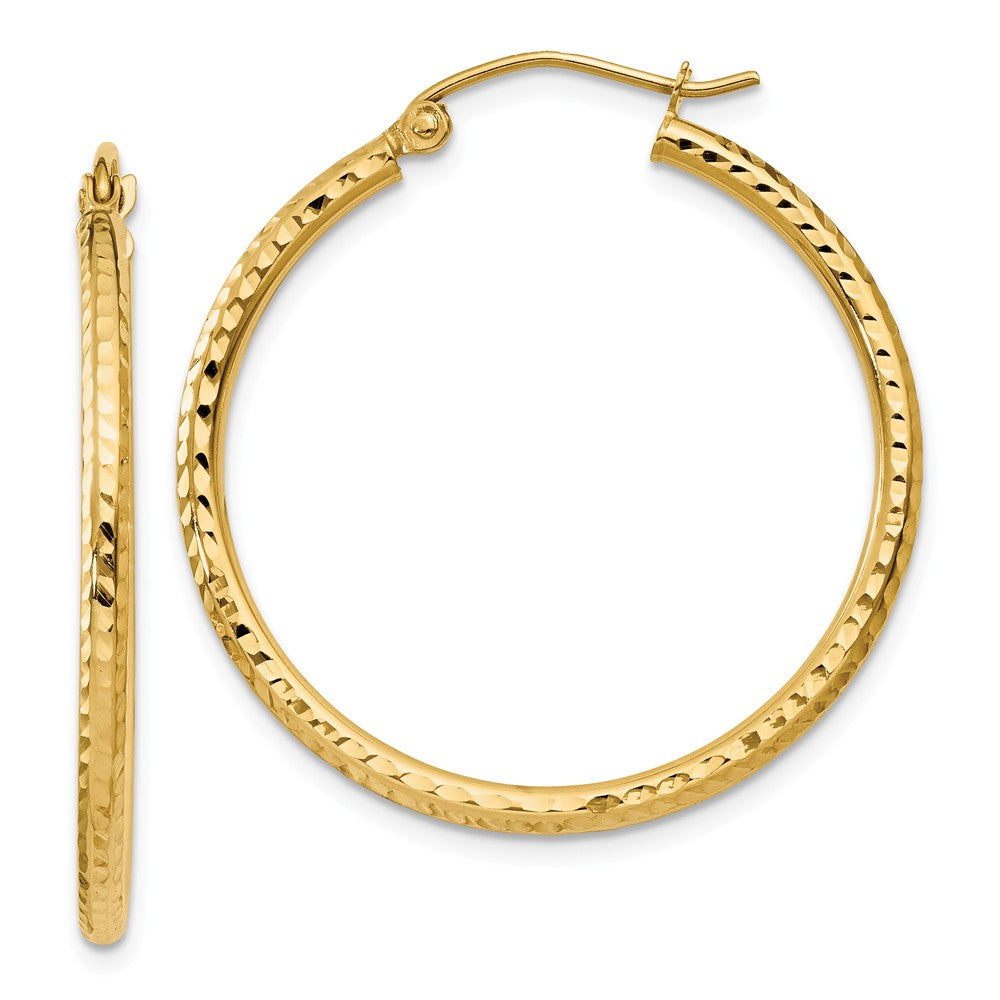 2mm, 14k Yellow Gold Diamond-cut Hoops, 30mm (1 1/8 Inch) - The Black ...